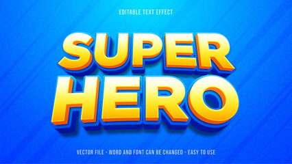 Editable text effect super hero, cartoon text style