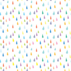 Seamless pattern made of illustrated colorful rain drops