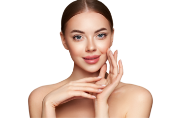 Portrait beautiful young woman with clean fresh skin. Model with healthy skin, close up portrait. Cosmetology, beauty and spa