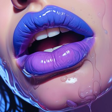 AI generated illustration of vibrant purple lips with bold hues