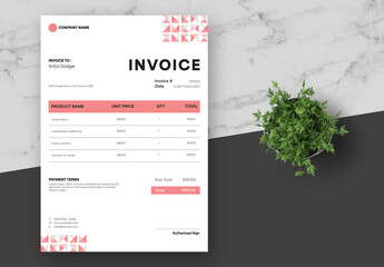 White And Pink Geometric invoice