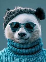 Panda Bear Wearing Sunglasses and Sweater