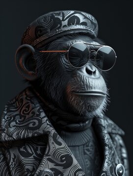 Monkey Wearing Sunglasses and Jacket