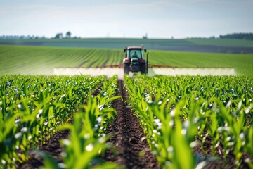 Pesticide application on young corn