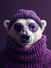Polar Bear Wearing Sunglasses and Sweater