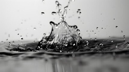 A monochrome pattern of water droplets splashing in slow motion.