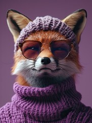 Fox Wearing Glasses and Sweater