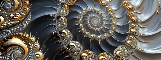 spiral design in gold and silver colors