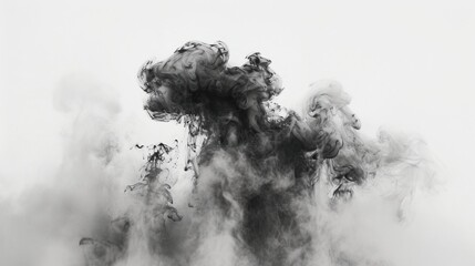 black smoke against a white background