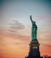 Close up of the Statue of Liberty in the sunset  © Anish