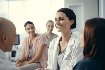 Obraz premium Healthcare team in a meeting with a smiling doctor