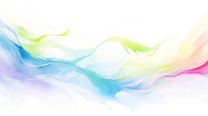 カラフルで抽象的な波のような模様の水彩イラスト背景
