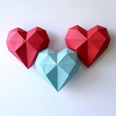 some origami like heart shaped pieces, placed on a table
