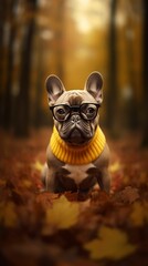 Autumn French bulldog - AI Digital Art