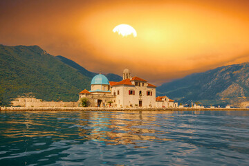 Church of Our Lady of the Rocks and Island of Saint George, Bay of Kotor near Perast, Montenegro