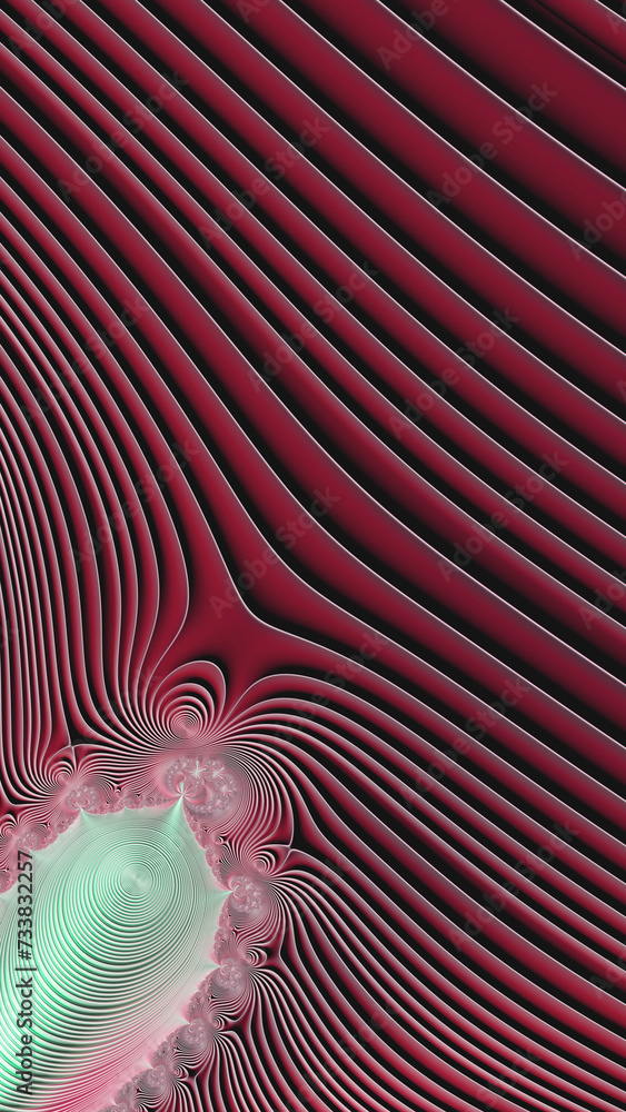 Poster deep dark red and black striped pattern with fractal corner motif