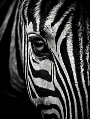 Fototapeta na wymiar AI generated illustration of A black and white zebra against a dark background