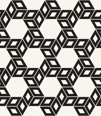Vector seamless pattern. Modern stylish texture. Repeating geometric background. Striped monochrome bold hexagonal grid. Tileable graphic design. Can be used as swatch for illustrator.