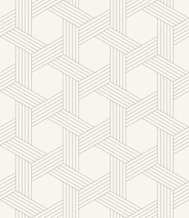 Vector seamless pattern. Modern stylish texture. Repeating geometric tiles. Linear grid with simple hexagonal stars.