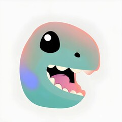 AI generated illustration of a cute pastel dinosaur face on a white background