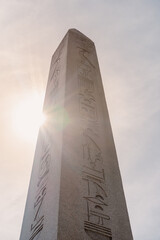 Obelisk of Theodosius and Obelisk of Constantine in Istanbul. Ancient Egyptian obelisk against a...