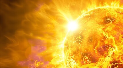 Close shot of hot bright sun with space, Generative AI. - obrazy, fototapety, plakaty