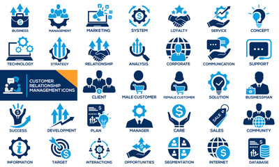 Customer Relationship Management Icons Design vector, CMR. Unique and Creative design.