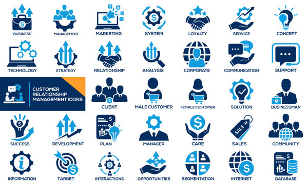Customer Relationship Management Icons Design vector, CMR. Unique and Creative design.