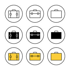 Briefcase icon set vector. suitcase sign and symbol. luggage symbol.