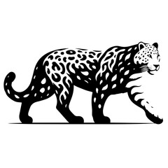 Simple Silhouette of Leopard Walking Vector