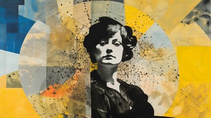 AI generated illustration of an artwork of a portrait of a woman with abstract geometric design