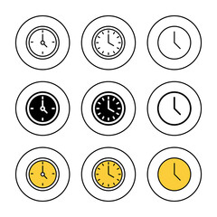 Clock icon set vector. Time sign and symbol. watch icon