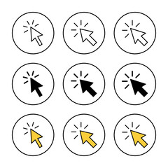 Click icon set vector. pointer arrow sign and symbol. cursor icon