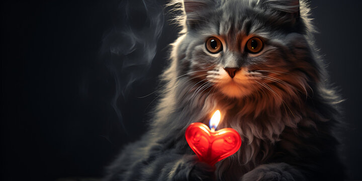  Positively adorable A sweet kitten nestled with a heart radiating love.