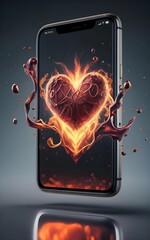 burning heart with fire