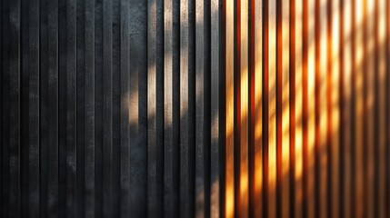 Divergent slats play of eerie in a backdrop of radiant color and dark wood texture space, Generative AI. - obrazy, fototapety, plakaty