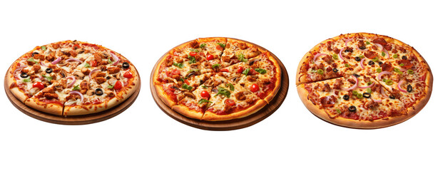 Set of Pizza png images food images fast food isolated white,transparent background for crop image use