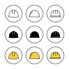 Helmet icon set vector. Motorcycle helmet sign and symbol. Construction helmet icon. Safety helmet