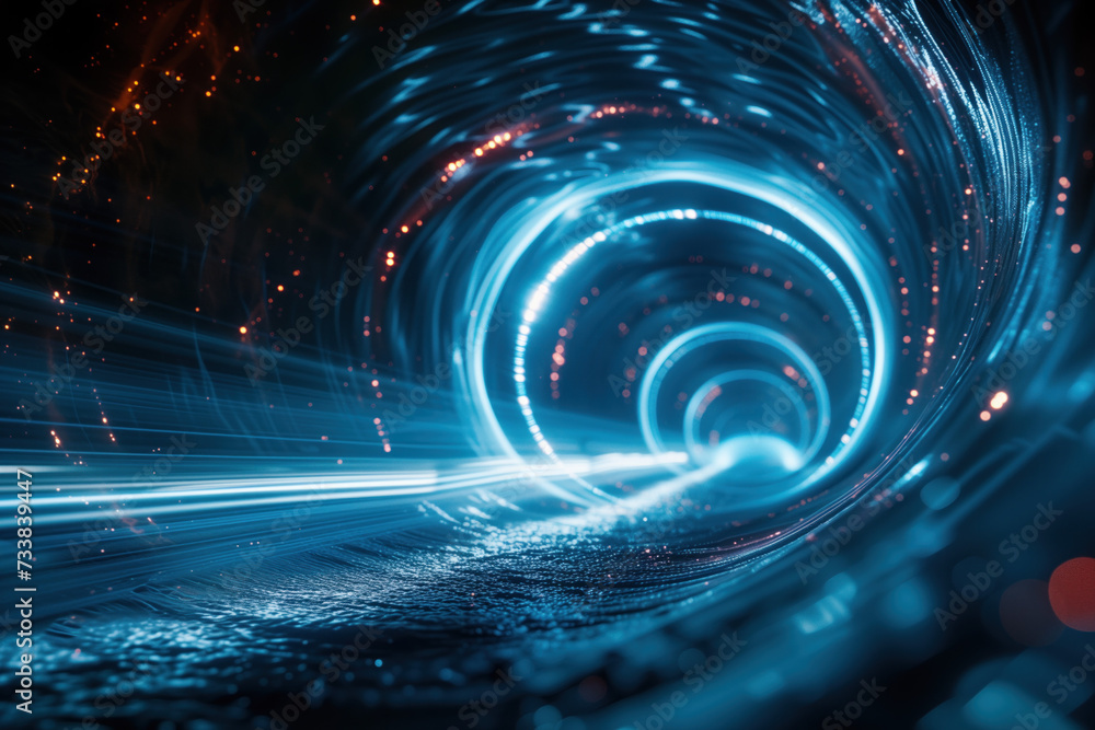 Poster abstract background with colorful light trails. light tunnel.background image. created with generati