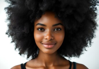 AI-generated illustration of a beautiful young African American woman looking directly at the camera - obrazy, fototapety, plakaty