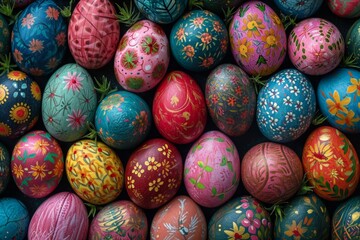 Fototapeta na wymiar Artistic Easter eggs decorated with vibrant patterns.