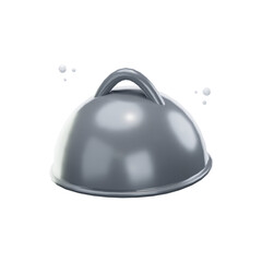 3d cartoon kitchen utensil serving plate icon isolated on transparent background-3D illustration