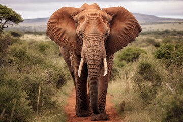 Fototapeta na wymiar Magnificent elephant roaming freely in its natural habitat in the pristine wilderness