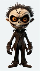 AI generated illustration of a skeletal figure wearing a sweatshirt with a white background