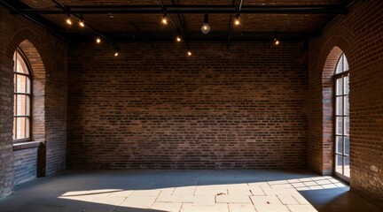 AI generated illustration of an interior of an empty room with brick walls