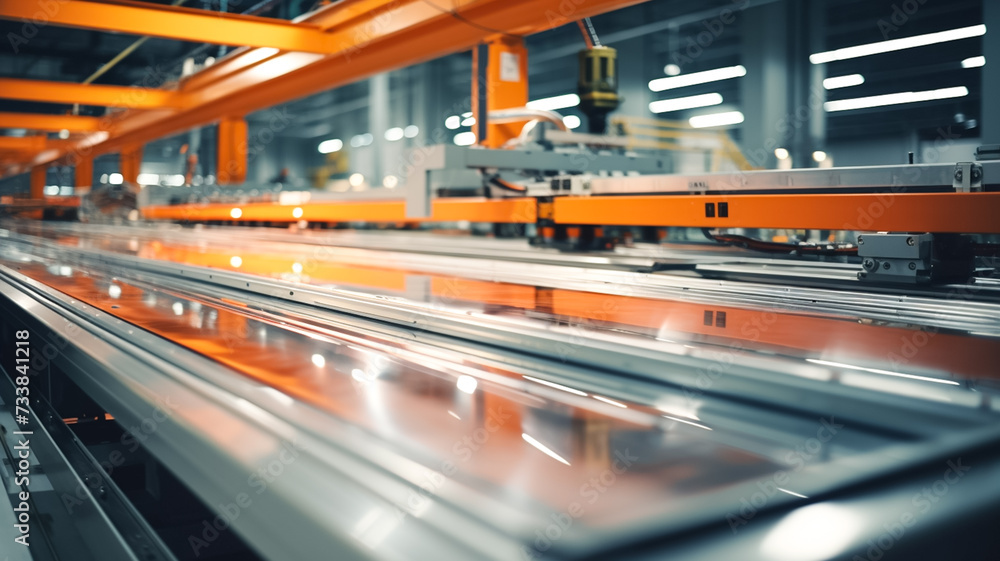Wall mural automated conveyor in a production line. technology and automation.