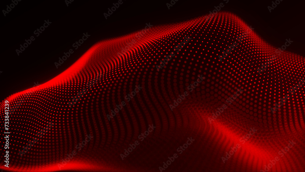 Poster futuristic particle wave. abstract technology background. big data visualization. 3d rendering.