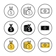Money icon set vector. Money sign and symbol