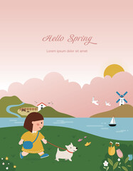 Obraz na płótnie Canvas Cute spring vector illustration background