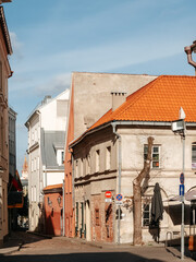 A street in in Vilnius Old Town in autumn